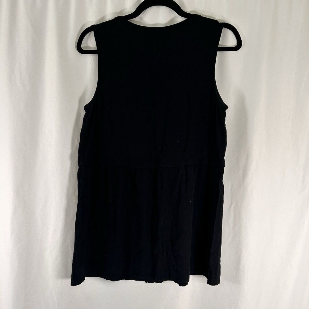 J Jill Tank Top Women's Small Solid Black Vneck Button Up Rayon Sleeveless - Picture 6 of 6